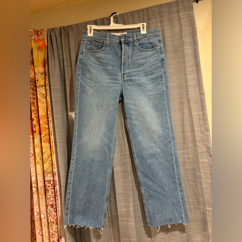 Frank & Eileen Monaghan High Rise Button Fly Straight Crop Jeans Size 30